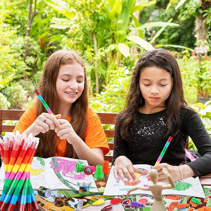 BenLouis 192Pcs Jungle Safari Party Favors Zoo Animals Coloring Books Crayons Sticker Stampers Slap Bracelets Set Bulk Classroom Prizes for Kids Wild One Party Baby Shower Goodie Bags Fillers