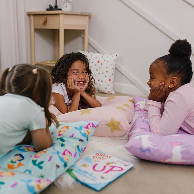 Wildkin Kids Floor Lounger: Ideal for Boys and Girls, Travel-Friendly, Perfect for Sleepovers - Pillow Lounger for Kids, Requires Standard Size Pillows Not Included (Magical Unicorns)