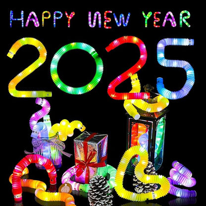 24 PCS Light Up Pop Tubes for Kids, 12 Colors Glow Sticks Bulk Party Pack, Glow Necklaces Bracelets for Toddlers, Party Supplies Party Favors,Valentine's Day Birthday Wedding Decorations