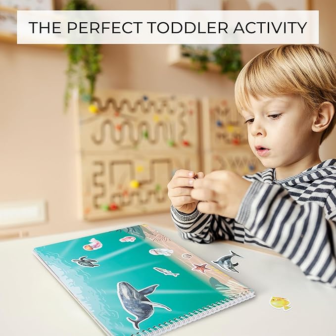 Fun Sticker Book for Toddlers 2-4 Years - Perfect Kids Activity Book with Beautiful Stickers & 12 Reusable Themes for Entertaining Girls & Boys 4-8 While Traveling - Incl. Animal & Coloring Pages