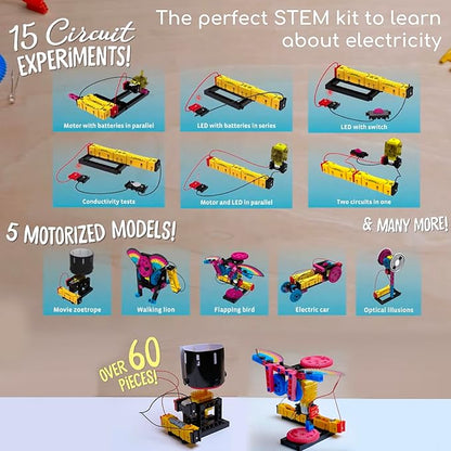 Thames & Kosmos Easy Electric Circuits STEM Kit | Essential Circuitry Set | 15 Experiments, 5 Motorized Models - Electricity, Current, Voltage, LEDs & More | Innovative, Easy-to-Use Building System