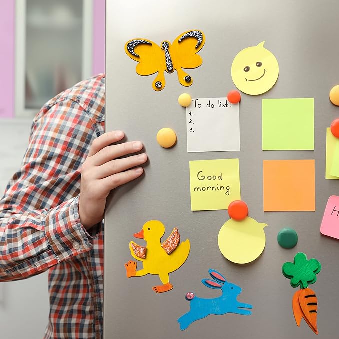 12 Pcs Easter Wooden Magnets Painting Craft Kits, Wooden Magnet Creativity Arts & Crafts Painting Kit for Kids, Decorate Your Own Painting Gift, Easter Crafts & Basket Stuffers, Easter Party Favors