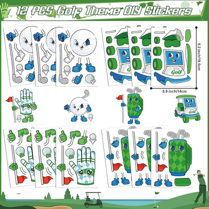 Erweicet Golf Party Favor 72 PCS Golf Theme Slap Bracelet DIY Stickers Temopory Tattoos Keychains Plastic Straws Gift Bags for Golf Birthday Party Sports Event Goodies Bags Filler