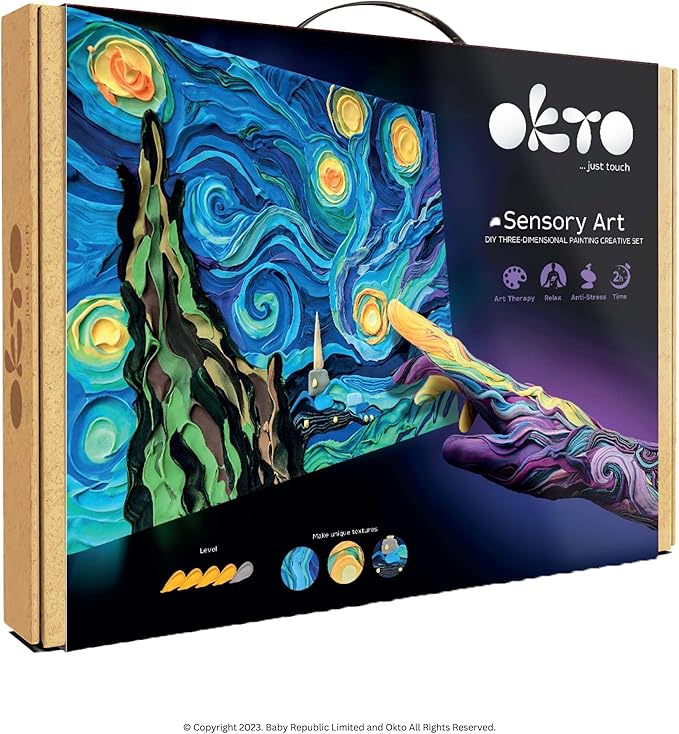OKTO Art Kit Vincent Van Gogh Starry Night | Arts & Crafts DIY Painting with Modeling Clay Kit for Painting | Painting Kits for Adults for Home Decoration | Air Dry Clay for Adults| Arts and Crafts