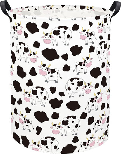Cow print Laundry Basket Baby Laundry Basket Nursery Hamper Kids Baby Laundry hamper for Boys and Girls Cute Toy Storage Bin Cow Room Decor(Cow)