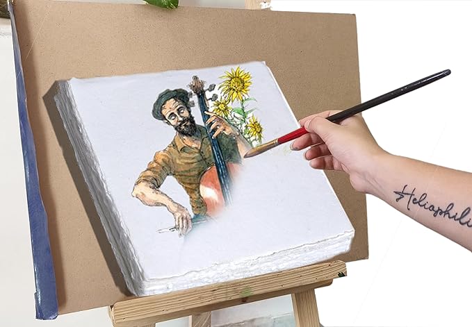 50 Pack Cotton Watercolor Paper with Deckle Edge 200 GSM Rough Textured Watercolor Paper for Writing