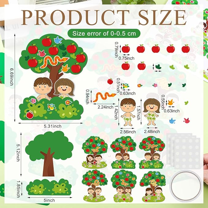 30 Sets Adam and Eve Bible Craft for Kids DIY Religious Christian Crafts Make Your Own Bible Crafts for Toddler Preschooler Christian Sunday School Classroom Church Religious Party Favor