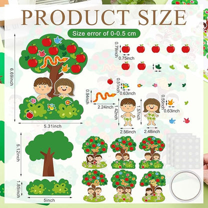 30 Sets Adam and Eve Bible Craft for Kids DIY Religious Christian Crafts Make Your Own Bible Crafts for Toddler Preschooler Christian Sunday School Classroom Church Religious Party Favor