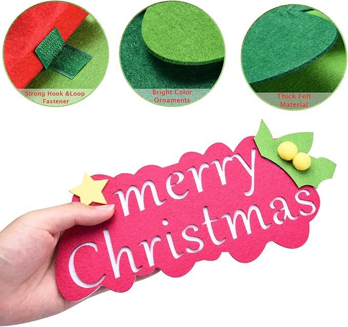 Felt Christmas Tree - 3.4 FT Christmas Decorations for Toddlers with 41 Pcs Ornaments,DIY Xmas Gifts for Door Wall Hanging Decorations.