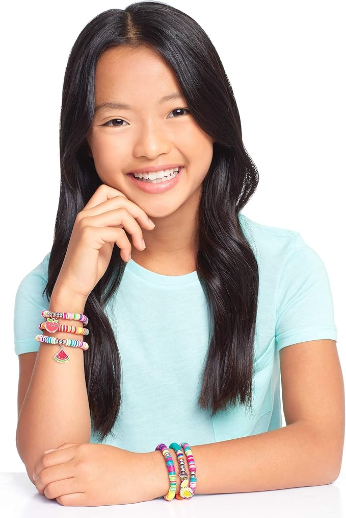 Make It Real - Heishi Beads with Storage Case - Jewelry & Charm Bracelet Making Kit with Storage Case - Friendship Bracelet Set with Beads, Charms & Thread - Arts & Crafts Bead Kit for Girls