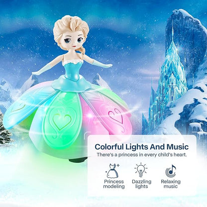 Toys for 3 Year Old Girls, Ice Princess Dancing Robot Doll for 3 4 5 Year Old Girl Birthday Gifts, Bump and Go Moving Toy with Magic Lights & Music, Easter Basket Stuffers Gifts for Kids Toddlers