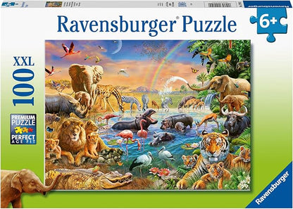 Ravensburger Savannah Jungle Waterhole Puzzle - 100 Unique Pieces | Kid-Friendly, Educational Toy | Enhances Concentration and Creativity | FSC-Certified, Sustainability Assured