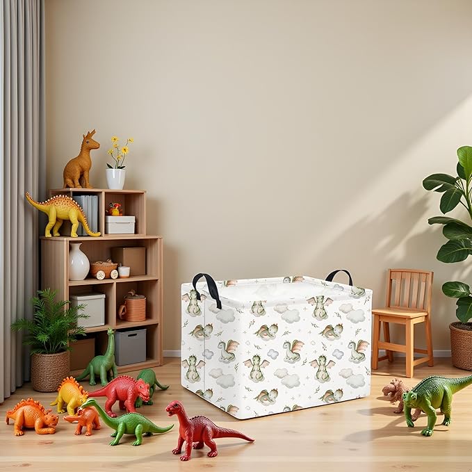 HIYAGON Rectangular Baby Girl Basket Kids Baby Storage Basket Toy Storage Bin Organizer Box Room Decor(Cute Dinosaur)