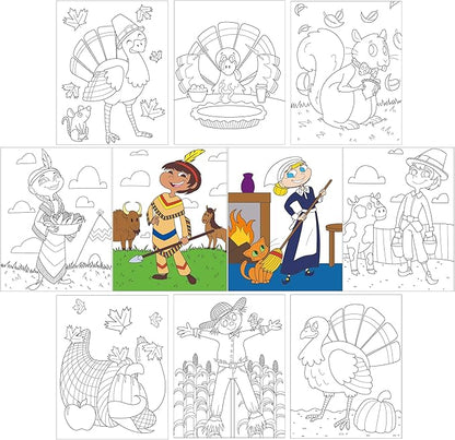 JOYIN 53 Sheets Thanksgiving Crafts Notebook with 20 Make-a-face Make A Turkey Stickers, 10 Coloring Book, 10 Scratch Cards, 5 Plain Paper and 8 Stickers Thanksgiving Party Favor Classroom Gifts