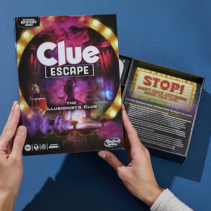 Clue Escape: The Illusionist’s Club Board Game | Escape Room Family Game | 1-Time Solve Mystery | Ages 10+ | 1-6 Players | Difficulty 4 | 90 - 120 Mins.