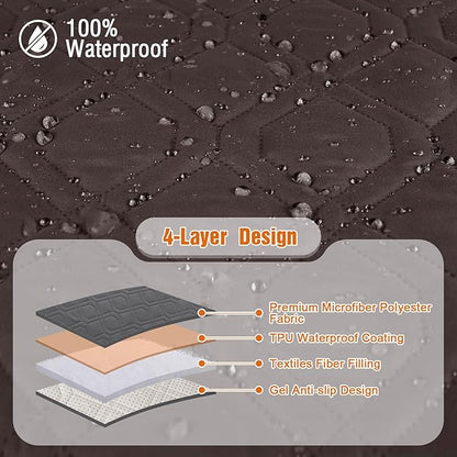 VANSOFY Loveseat Recliner Cover with Console 100% Waterproof Sofa Slipcovers Non-Slip Reclining Couch Covers Split Sofa Cover Furniture Protector for Pets, Dogs(Chocolate)