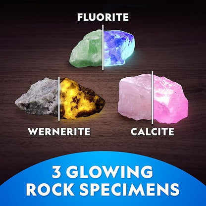 National Geographic Glow in The Dark Dig Kit - Excavate 6 Glow in The Dark Rocks & Dinosaurs from a Glowing Brick, Rock Collection, Science Kits for Kids, Rock Kit for Kids, STEM Kits, Dinosaur Toys
