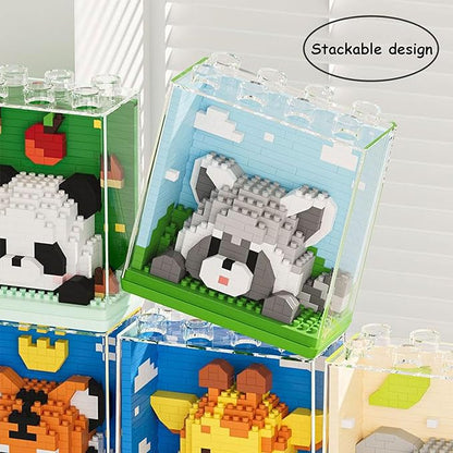 Mini Animals Building Blocks Set,with Pig, Tiger,Panda,Capybara,4Packs Kit Birthday Party Favor Gifts Toys for Ages 8-13﻿ (Block Zoo B 1386PCS)