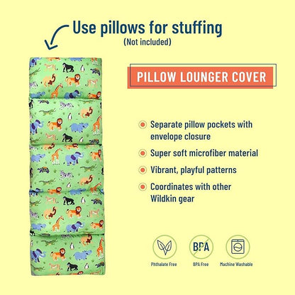 Wildkin Microfiber Pillow Lounger, 87 X 27 Inches, Wild Animals
