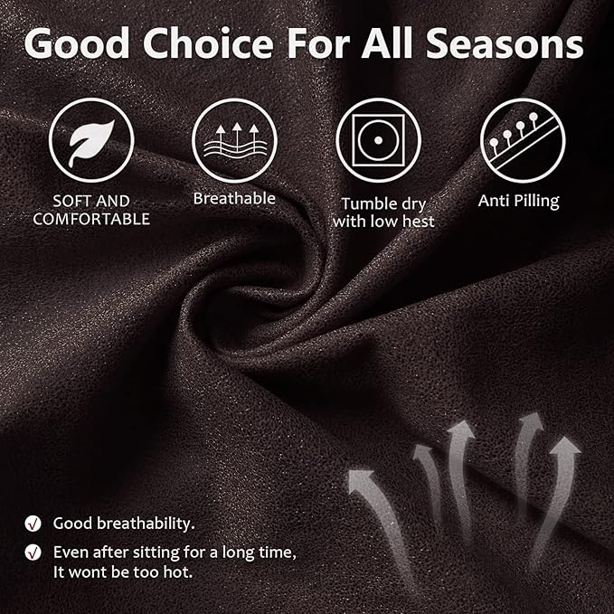 Recliner Couch Cover Leather Look Recliner Sofa Covers for 3 Cushion Reclining Sofa Slipcovers 8-Pieces Furniture Protector Spandex Fabric Washable (3 Seater, 01 Chocolate)