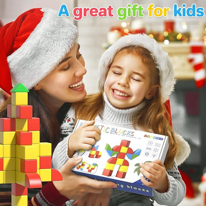 Magnetic Blocks Toddler Toys Educational Sensory Construction Magnet Building 1.34in Cubes Toy for Creative 3D STEM Learning, Montessori Gift for Ages 3+ Year Old Boys Girls Kids