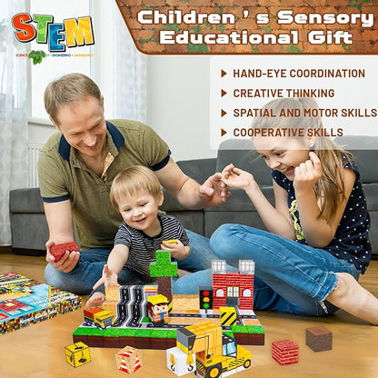 Magnetic Blocks - 100PCS Magnetic Building Blocks Magnetic Cubes Stacking Construction Set, STEM Montessori Sensory Toys for Kids Boys Girls Ages 3-5 6-8 Holiday Easter Birthday Gifts