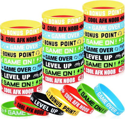Libima 36 Pcs Video Game Bracelets Gamer Party Favors Game Party Bracelets Video Game Silicone Bracelets Rubber Wristbands for Gamer Multicolor Gaming Party Wristbands Supplies for Gamer Party Decor