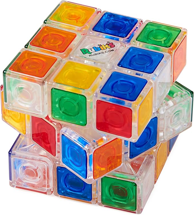 Rubik’s Cube, Crystal Cube, Transparent 3x3 Cube Color-Matching Puzzle Game, Twisting Fidget Toy, Challenging Brain Teaser & Sensory Puzzle for Adults, Teens, & Kids, for Ages 8 & Up