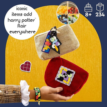 LEGO DOTS Hogwarts Accessories Pack 41808, Harry Potter Themed Jewelry Making Kit with Bracelet, 2 Bag Tags and Stich-on Patch, DIY Craft Toy Set for Kids