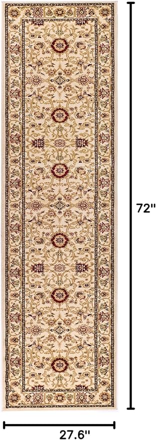 SAFAVIEH Lyndhurst Collection Runner Rug - 2'3" x 6', Ivory & Ivory, Traditional Oriental Design, Non-Shedding & Easy Care, Ideal for High Traffic Areas in Living Room, Bedroom (LNH212L)