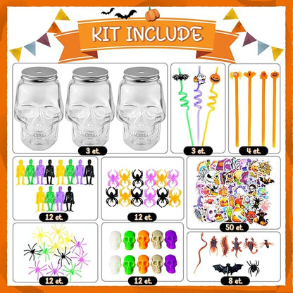 200Pcs Halloween Party Favors, Bulk Halloween Toys for Halloween Treats Non Candy Classroom Prizes Goodie Bag Stuffers Pinata Filler, Halloween Gifts for Kids Prizes Party Supplies,Treasure Box Toys