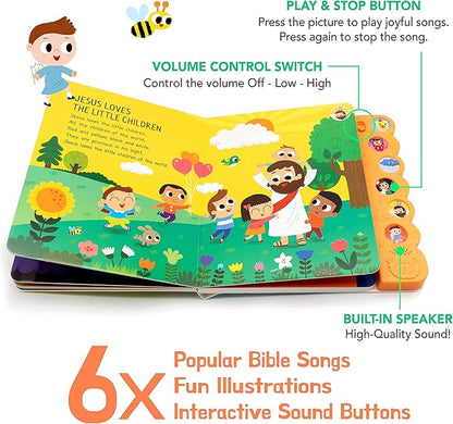 Dance with Jesus Christian Sound Books for Kids - 6 Bible Songs for Toddlers – Christian Gifts for Kids - Baby Bible for Baptism, Christening, Dedication Gifts, Sunday School, Preschool Homeschool