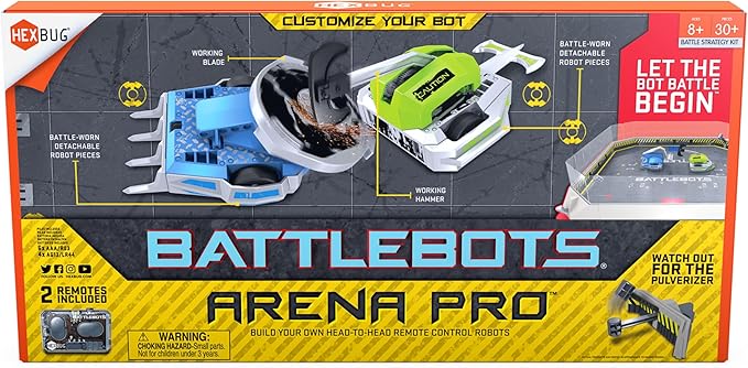 HEXBUG BattleBots Arena Pro, Remote Control Robot Toys for Kids with Over 100 Configurations, STEM Toys for Boys & Girls Ages 8 & Up, Batteries Included
