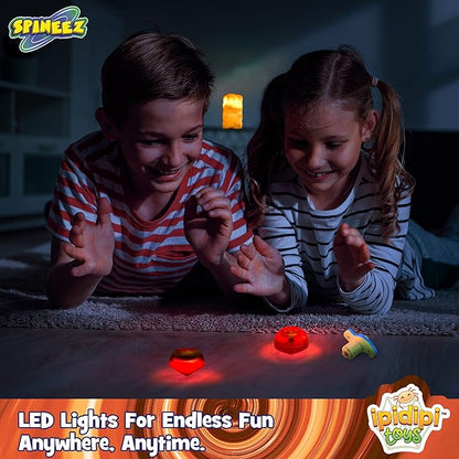 IPIDIPI TOYS Light Up Spinning Tops and Flying Saucer Disc - UFO Light Up Spinner - Stocking Stuffers, Kids Party Favors, School Prize Box Toys, Goodie Bag Fillers - Orange, Pack of 12