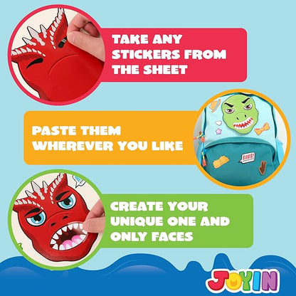 JOYIN 36PCS 9.8"x6.7" Make a face Stickers for Kids, Make Your Own Dinosaur Stickers, Animal Party Favors Kids Crafts, Goodie Bags Stuffers, Classroom Rewards