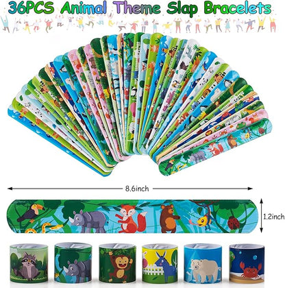 48 PCS Party Favors Slap Bracelets for Kids Animal Rubber Bracelets Silicone Wristbands for Birthday Party Supplies Classroom Prizes Christmas Easter Halloween Holiday Gifts