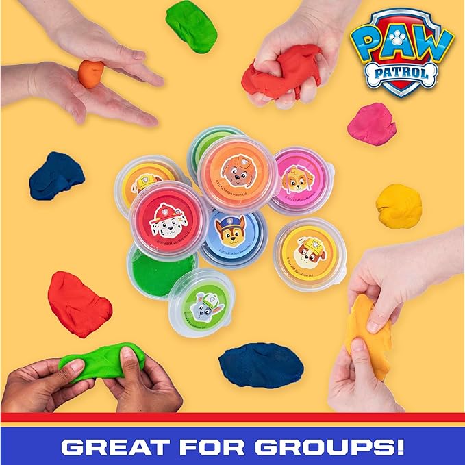 Paw Patrol Dough Party Pack, 25-Pack, Includes Colorful Sensory Doughs, 6 Colors, 2 oz. Each, Reusable Toys, Party Favors for Kids, Travel Toys, 3 Year Old Boy Toy, Sensory Play