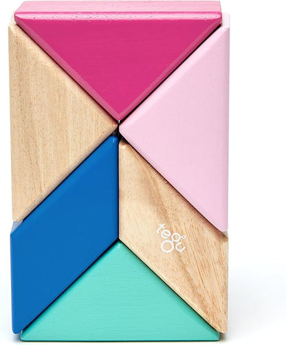 6 Piece Tegu Pocket Pouch Prism Magnetic Wooden Block Set, Blossom