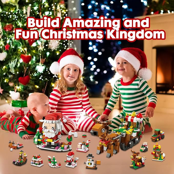 Calendar 2024 Christmas Building Blocks Set, 6 IN 1 Christmas Toys, Building Blocks Toys Holiday Countdown Calendars, Ideas Gift for for Teens Boys Girls 6-12 Year (Small Santa)