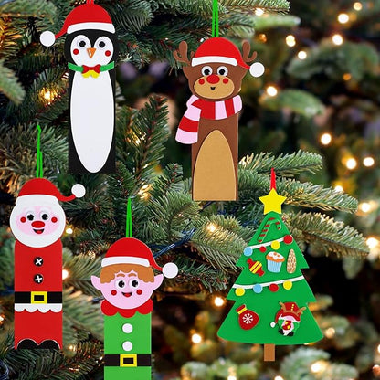 Winlyn 24 Sets Christmas Craft Kits Winter Crafts DIY Christmas Ornaments Art Sets Snowman Reindeer Pine Tree Owl Penguin Christmas Foam Stickers Arts and Crafts for Kids Holiday Classroom Activities
