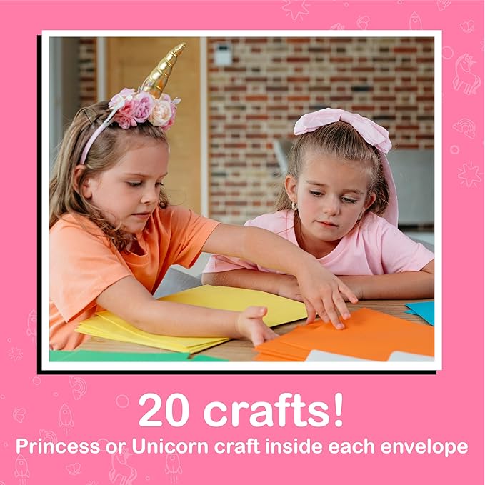 Craftikit® 20 Award-Winning Princess & Unicorn Crafts for Kids Ages 3-10 Years, All-Inclusive Toddler Arts and Craft Kits for Kids, Fun Toddler Craft Box for Girls in Preschool