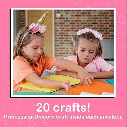 Craftikit® 20 Award-Winning Princess & Unicorn Crafts for Kids Ages 3-10 Years, All-Inclusive Toddler Arts and Craft Kits for Kids, Fun Toddler Craft Box for Girls in Preschool