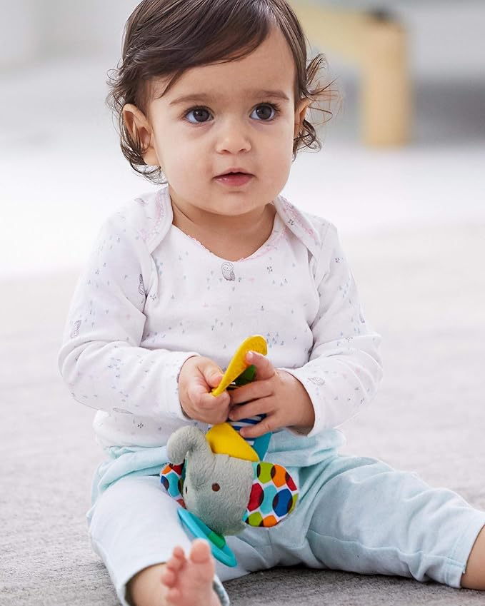 Skip Hop Bandana Buddies Baby Activity Chime & Teether Stroller Toy, Elephant