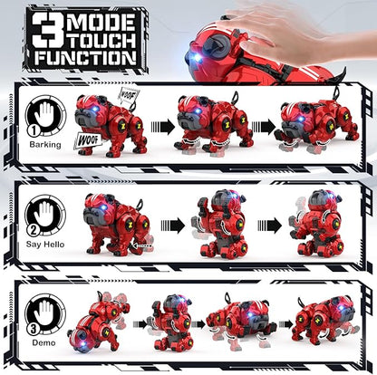 Lterfear Robot Dog for Kids, Remote Control Robot Rechargeable Programing Stunt Robo Dog with Sing, Dance, Touch Function, Robotic Dog Toy for Boys Ages 5 6 7 8 9 10+ Birthday Gifts, Red
