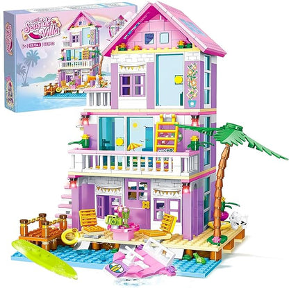 Sezua Building Blocks Girls House - 573 Pieces Seaside Beach Villa Building Set Compatible with Lego for Girls Friends, Dream Holiday Construction Bricks Toys for Girls Kid Age 8-12
