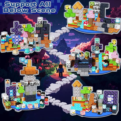 Magneverse 150 PCS 0.8in Magnetic Blocks - Easter Toys, Magnetic Building Blocks Cubes, Stacking Magnets, School STEM Toys Birthday Gifts for Boys and Girls Age 3+ Years Old (Theme: Adventure World)