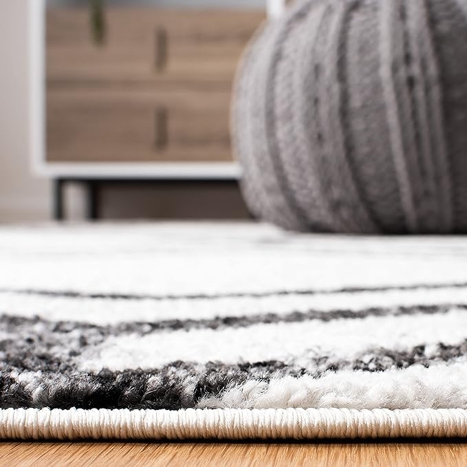 SAFAVIEH Adirondack Collection Runner Rug - 2'6" x 6', Ivory & Charcoal, Modern Geometric Distressed Design, Non-Shedding & Easy Care, Ideal for High Traffic Areas in Living Room, Bedroom (ADR253B)