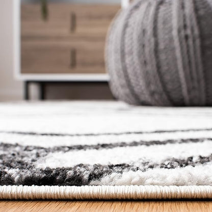 SAFAVIEH Adirondack Collection Runner Rug - 2'6" x 6', Ivory & Charcoal, Modern Geometric Distressed Design, Non-Shedding & Easy Care, Ideal for High Traffic Areas in Living Room, Bedroom (ADR253B)