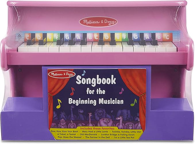 Melissa & Doug Learn-to-Play Pink Piano With 25 Keys and Color-Coded Songbook