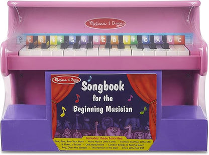 Melissa & Doug Learn-to-Play Pink Piano With 25 Keys and Color-Coded Songbook